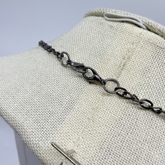 Vintage Gunmetal Gray Filigree Medallion Tassel Pendant Necklace