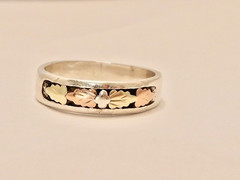 VINTAGE LANDSTROMS STERLING SILVER + 10K ROSE & YELLOW GOLD BAND RING SZ 8.5 5MM