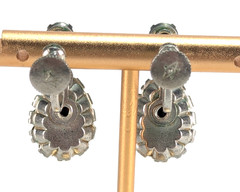 VTG Earrings Pear Cut Clear Rhinestone Halo Screw Back Prong Wedding Formal 1″