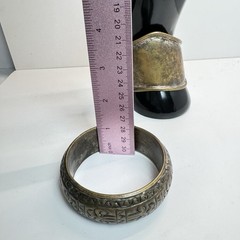 Lot Of 4 Vintage Solid Brass Bracelets Cuff & Bangles Etched Boho Patina