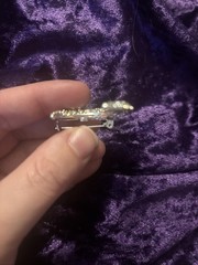 Silver Plated With Clear Stones Crescent Moon Brooch