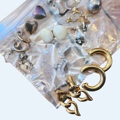 Estate Find – 17 Pairs Of Pierced Earrings w Posts Hoops Crosses Hearts & More