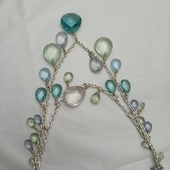 Women’s Layered Necklace Faceted Past Rhine Chandelier Style Ren Faire Romantic