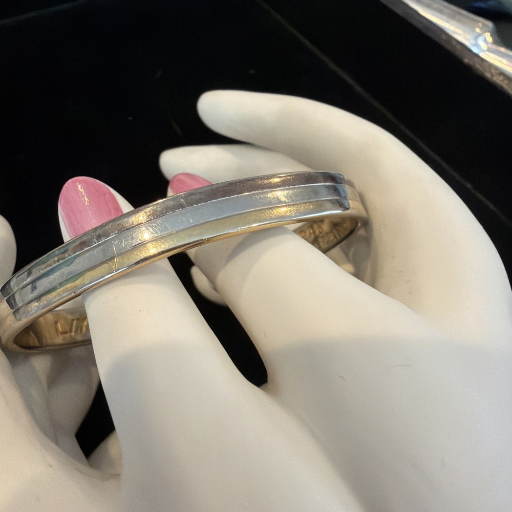 Vintage 24K Electroplated Bangle Cuff Bracelet mark L/XL 6” Before Opening AS IS