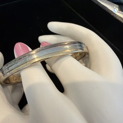 Vintage 24K Electroplated Bangle Cuff Bracelet mark L/XL 6” Before Opening AS IS