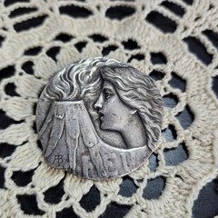 Rare AntiqueEarth & Fire Brooch/Button Armand Bargas Art Nouveau