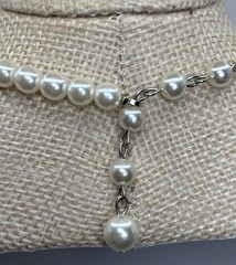 Vintage Pearl Faux Crystal Statement Teardrop Pendant 1990s