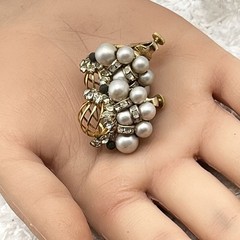 Vintage Vendome Jewelry Set Faux Pearl Gold Tone Cage RARE Signed