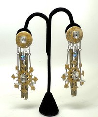 Vintage Lunch At The Ritz ST. MORITZ Ski/Snowflake Pierced Earrings