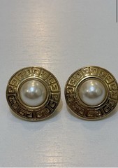 Vintage Givenchy Faux Pearl Clip-On Earrings | Gold Tone | 80s 90s Designer