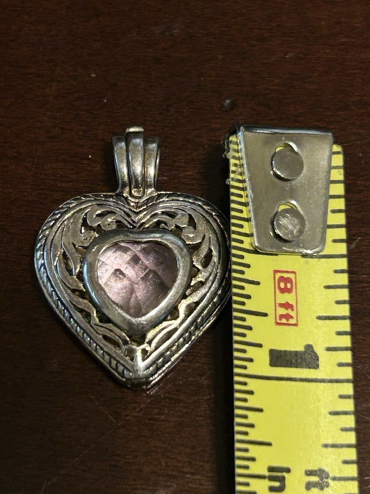Vintage Sterling Silver Interchangeable Amethyst Stone Keepsake Necklace Pend