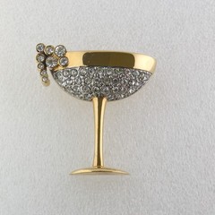 Vintage Carolee Champagne Glass Brooch – Rare