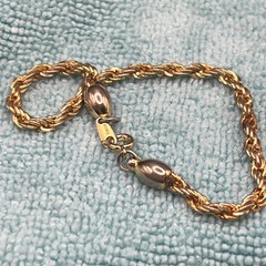 Vintage Trifari Bracelet Rope Chain Beaded Trifarium Gold Tone Unisex Sz 7 3.5mm
