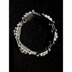 VTG 1930’s Mexican SS Purple Amethyst Orbit Panel Cabochon Link Bracelet 7.5″