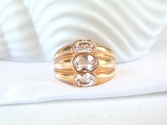 Sterling Silver 925 Gold on Natural Irradiated Morganite Ring Size 9