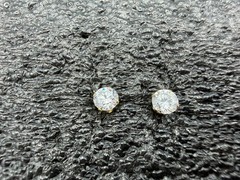 0.68g Vintage Sterling Silver 925 Round Clear Sparkling Stud Earrings M