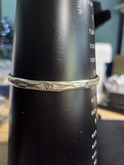 Mexico 925 Sterling Silver Fish Star Stamped Bangle Bracelet 8.25″ 16.77g