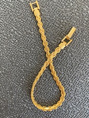 HIGH END *RARE* 8.2″ AMAZINGLY GORGEOUS UNIQUE 2-SIDE BRAID GOLD TONE BRACELET