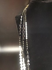 Southern Living Black & White Three Strand Acrylic Necklace. Goldtone Accents