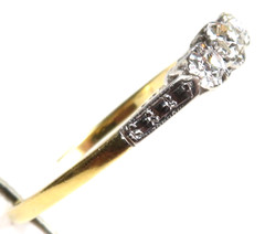 Antique Art Deco 1920’s PPLS 3 Diamond Engagement Ring Size 8.25 UK-Q EGL USA