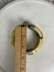 Bangle Bracelet Womens 3″ Ornate Brass Clamper Horn Bone Stone Gem