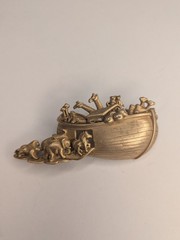 Vintage AJC Noahs Ark Brooch Animals Gold Tone Elephants Lions Hippos Signed