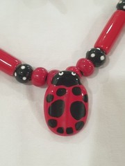 Flying Colors Lady Bug/bee Ceramic Necklace/Brooch/Earrings Bee/ladyBug Colorful