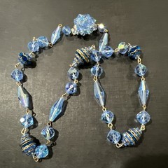 Vintage Necklace 21 In Blue Glass Beads