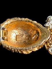 Eisenberg Hedgehog Braided Chain Necklace Gold Tone White Enamel
