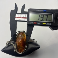 VTG Sterling Silver Baltic Amber Hinged Bangle Bracelet