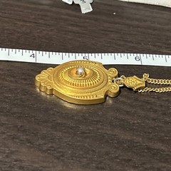 ANTIQUE c1860-1880 VICTORIAN 22K 15.6g ROLLED GOLD PHOTO PENDANT 12K GF CHAIN 22