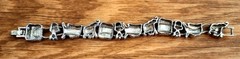 Vtg Republican Party Silver Charm Bracelet Patriotic Enamel Flag, Elephant 6.75″