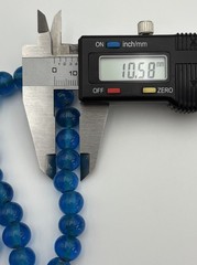 Vintage Cobalt Blue Transparent Glass Round Bead Necklace 14in 10mm King Bead