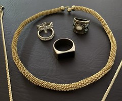 VTG – Modern Jewelry Lot Necklace Chains Earrings Rings Silver And Gold Tone Lot