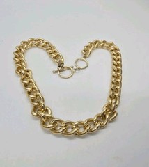 Gold Tone Link Necklace Collar Chunky 80’s style Couture Vintage Toggle 21 in