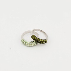 Vtg Ring Set 2pc Sz 10 Green Cubic Zirconia Stackable 18KGE Fashion Jewelry S#G1