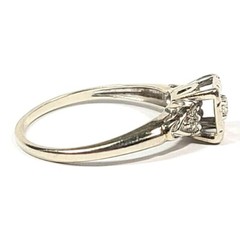 Vintage Crosby .05 Carat Diamond 14k White Gold Engagement Ring Size 8