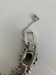 JULIANA Large Smoky Oval Glass Clear & Gray Rhinestones 5 Link Bracelet GORGEOUS