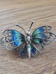 800 European Silver STUNNING BUTTERFLY Brooch. Vintage. Artistic.