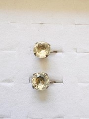 Vintage 925 Silver Screw Back Earrings Round Faceted Champagne Stone