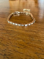 Vintage Anne Klein Crystal Bracelet Baguette Cut Gold Plated With Extender Link