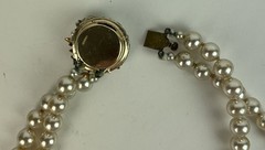 VTG 1950s Haskell Style Glass Pearl and Rhinestone Necklace 23″ JAPAN