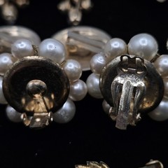 Lot of 14 Vtg Earrings Warm Gold & White Clip-On & Screwback Austria Japan Coro