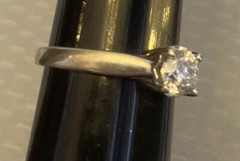 Antique 14K Mine Cut Diamond Ring White Gold 1/2ct Solitaire Art Deco size 9.25