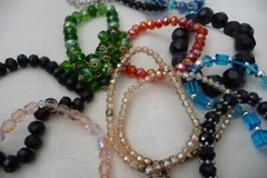 FACETED GLASS CRYSTAL BEADS MIX LOT 11 DIFFERENT STRETCH/WRAP BRACELETS #1831A