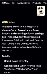 Vintage SARAH COVENTRY SUNFLOWER w/Amber Lucite Clip-on Earrings/Brooch/Pendant