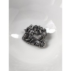 Lot 4 Vintage Birds & Blooms Pewter Pins 01-08 Cottage Limited Bird Hat Flowers