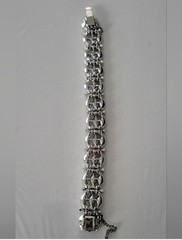 Vintage Marquise Shape Rhinestone Silvertone Panel Bracelet 7″