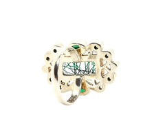 Nicky Butler Ring 925 Sterling Silver Green Rutilated Quartz Peridot Designer