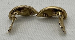 Vintage Lisner Earrings Clip Gold Tone Cuff Swirl Leaf Minimalist Lagenlook